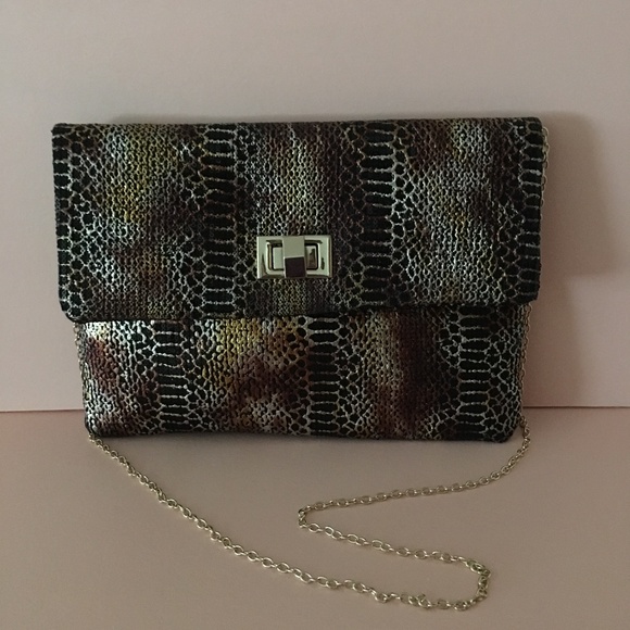 Women\'s Copper & Black Animal Print Sequins Clutch